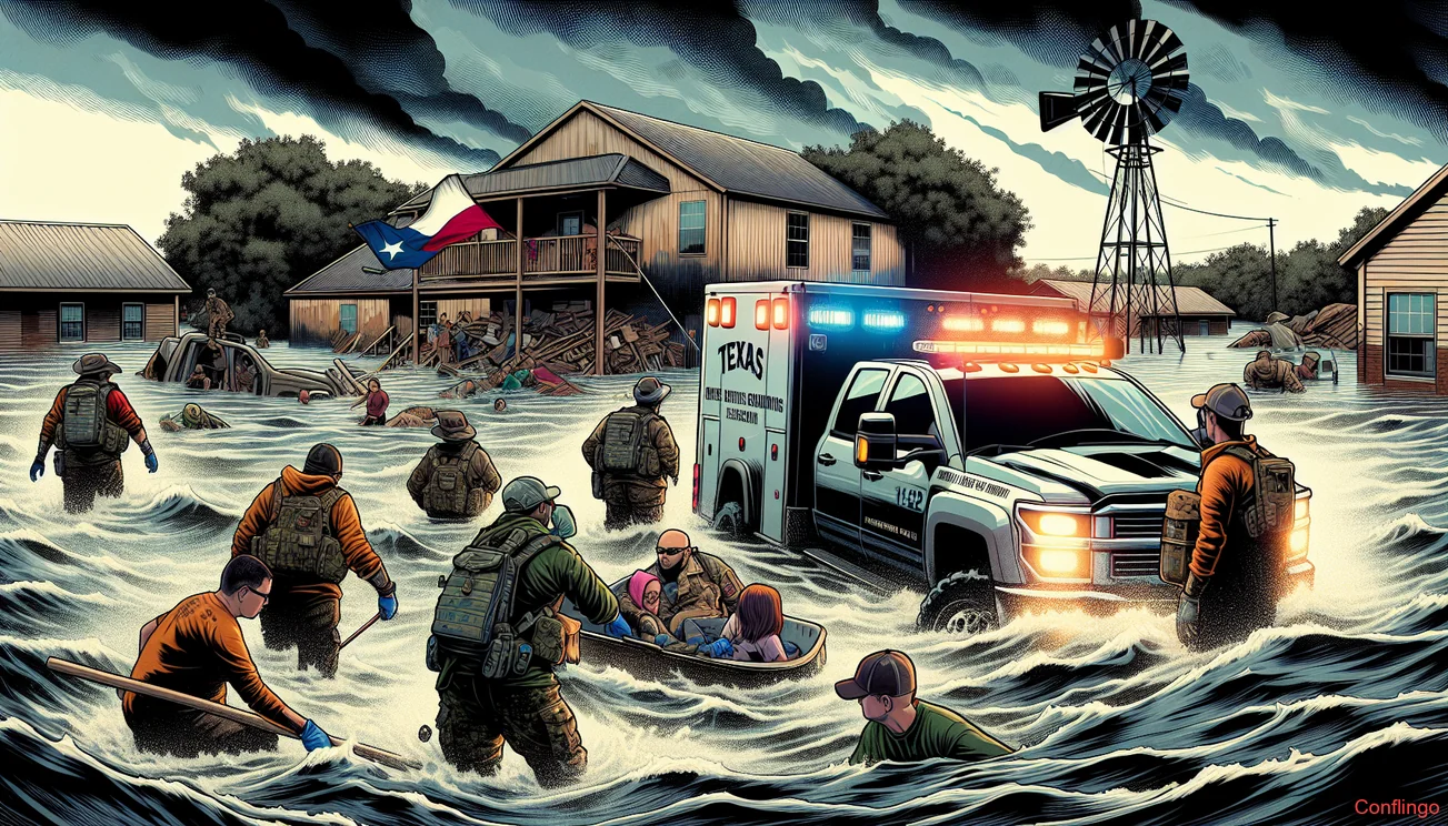 Illustration for the news article: At Least 27 Dead in Texas Floods, Including Nine Children - Conflingo.no