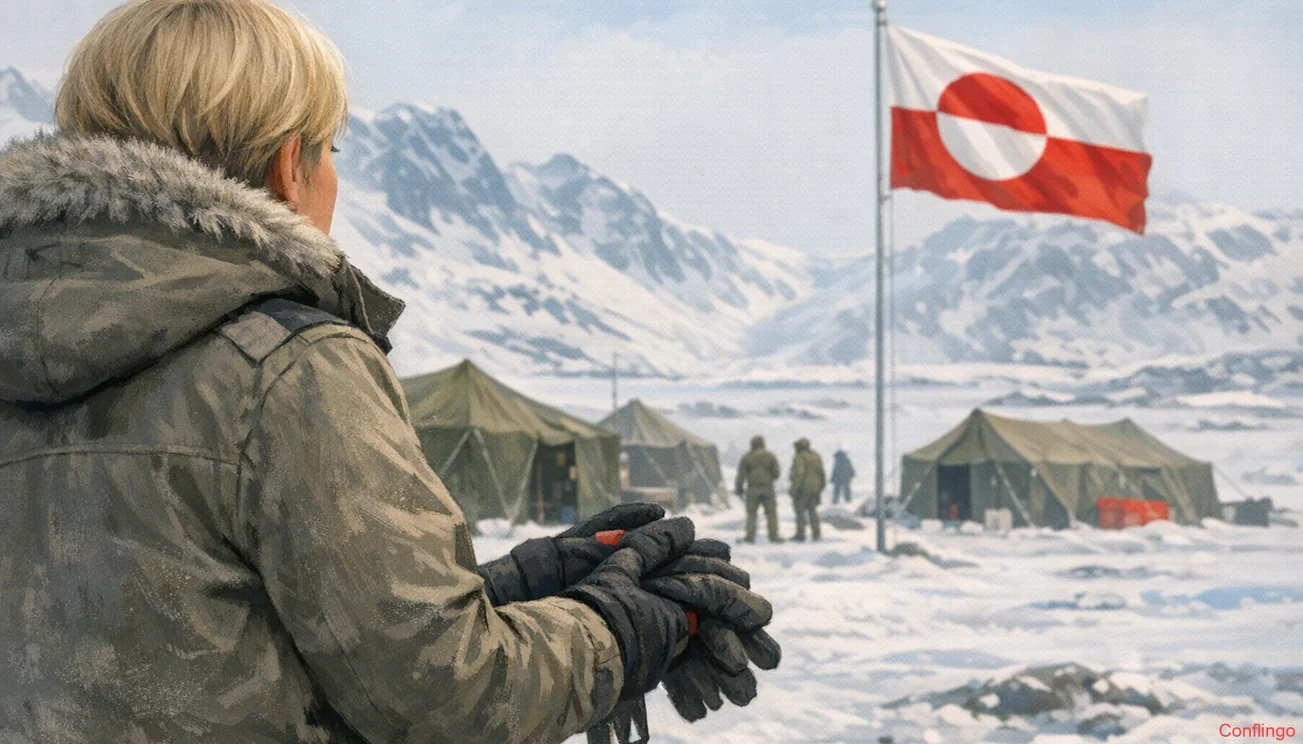 Illustration for the news article: Magdalena Andersson Signals Openness to Swedish Troop Deployment in Greenland - Conflingo.com