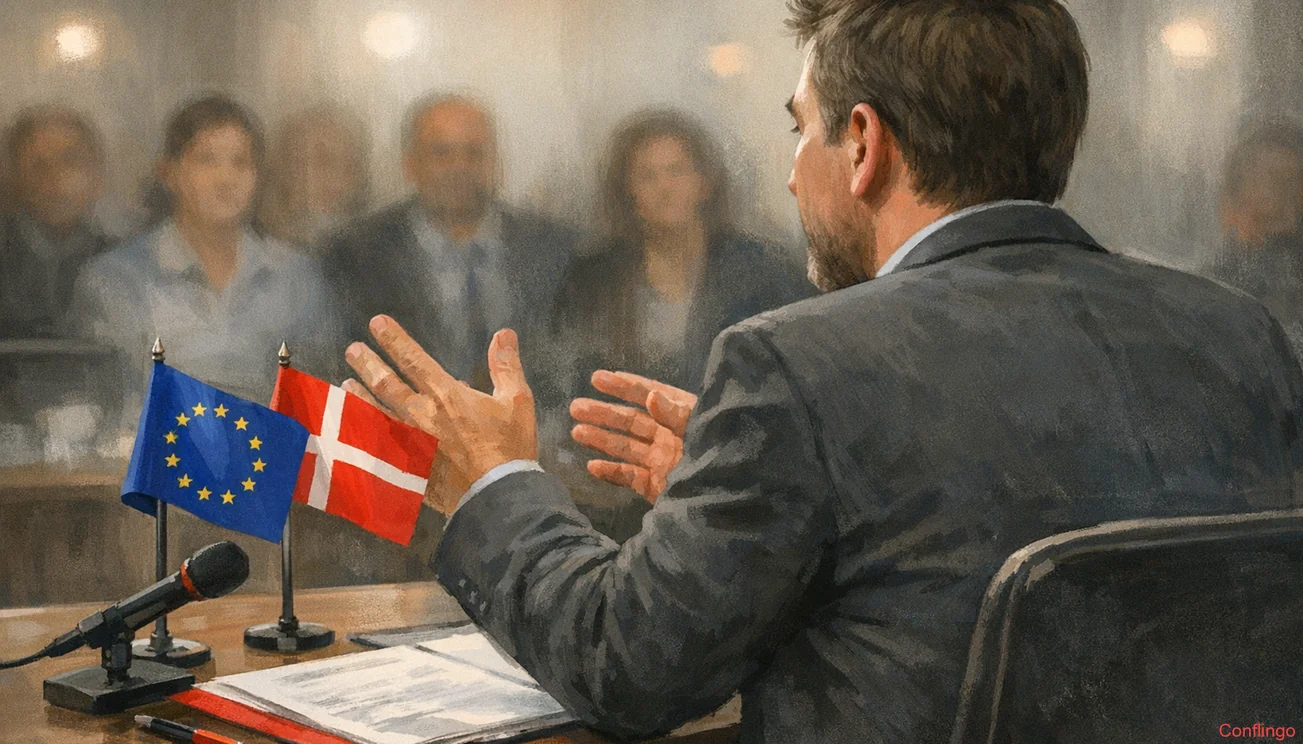 Illustration for the news article: Danish Politician Calls for United European Response to US Tariff Threats - Conflingo.com