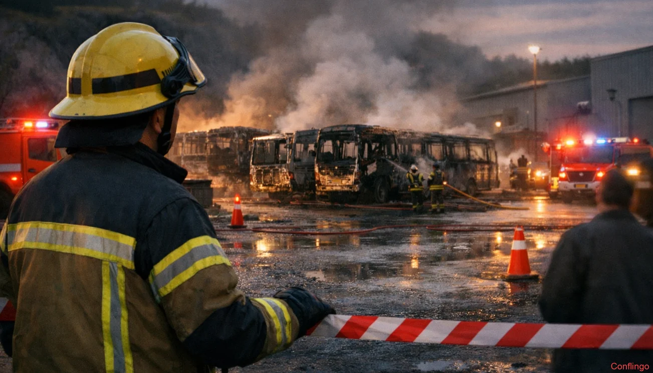 Sikkerhetstiltak etter bussbrann i industriområde i Øygarden
